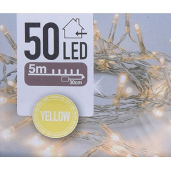 50 Κίτρινα Λαμπάκια LED Μπαταρίας (5m)